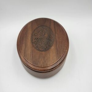 Vintage Torch Small Lidded Wooden Trinket Dish